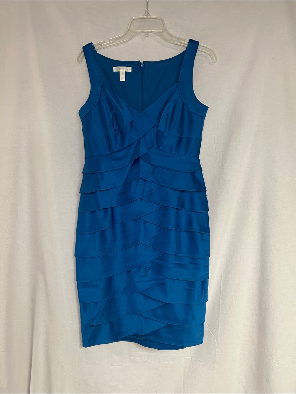 London Times Vibrant Blue Tiered Sheath Dress